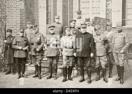 Second reunion Allied Council War March 1916 Front row left right: General Castelnau France Sir Douglas Haig Great Britain