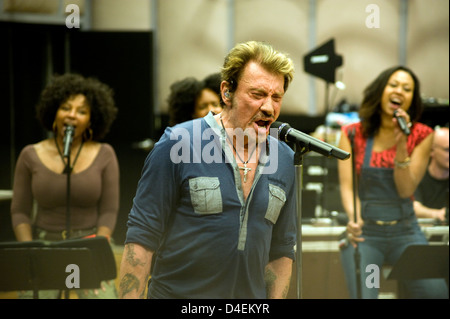 Johnny Hallyday band in rehearsal session in Burbank Stock Photo