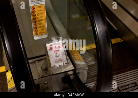 Escalator emergency stop button Stock Photo