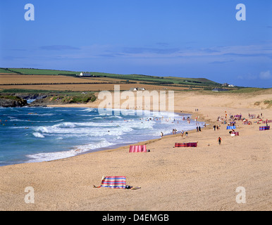 Beach view, Constantine Bay, Padstow, Cornwall, England, United Kingdom Stock Photo