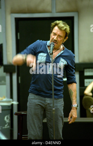 Johnny Hallyday in rehearsal session in Burbank Stock Photo