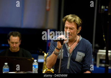 Johnny Hallyday in rehearsal session in Burbank Stock Photo
