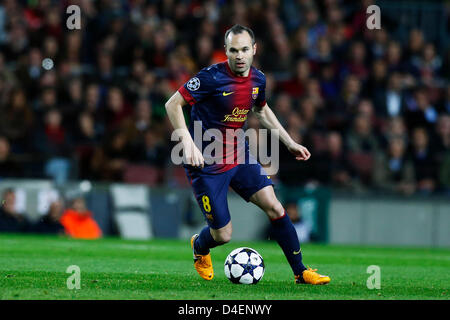 Barcelona, Spain. 12th March 2013. Andres Iniesta (Barcelona), Football / Soccer : UEFA Champions League Round of 16, 2nd leg match between FC Barcelona 4-0 AC Milan at Camp Nou stadium in Barcelona, Spain. (Photo by D.Nakashima/AFLO/Alamy Live News) Stock Photo