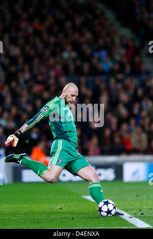 Barcelona, Spain. 12th March 2013. Christian Abbiati (Milan), Football / Soccer : UEFA Champions League Round of 16, 2nd leg match between FC Barcelona 4-0 AC Milan at Camp Nou stadium in Barcelona, Spain. (Photo by D.Nakashima/AFLO/Alamy Live News) Stock Photo