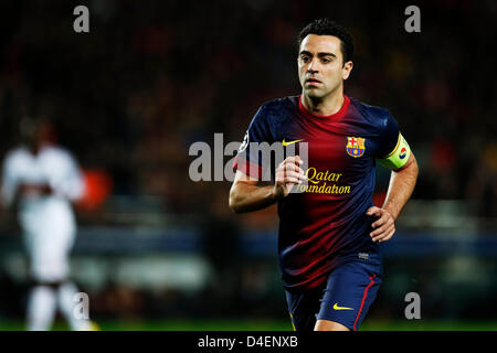 Barcelona, Spain. 12th March 2013. Xavi (Barcelona), Football / Soccer : UEFA Champions League Round of 16, 2nd leg match between FC Barcelona 4-0 AC Milan at Camp Nou stadium in Barcelona, Spain. (Photo by D.Nakashima/AFLO/Alamy Live News) Stock Photo