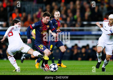 Barcelona, Spain. 12th March 2013. Lionel Messi (Barcelona), Football / Soccer : UEFA Champions League Round of 16, 2nd leg match between FC Barcelona 4-0 AC Milan at Camp Nou stadium in Barcelona, Spain. (Photo by D.Nakashima/AFLO/Alamy Live News) Stock Photo