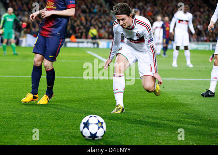 Barcelona, Spain. 12th March 2013. Riccardo Montolivo (Milan), Football / Soccer : UEFA Champions League Round of 16, 2nd leg match between FC Barcelona 4-0 AC Milan at Camp Nou stadium in Barcelona, Spain. (Photo by D.Nakashima/AFLO/Alamy Live News) Stock Photo