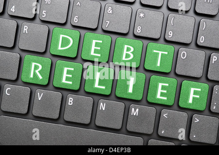 Debt relief on keyboard Stock Photo