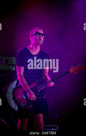 Jules De Martino of The Ting Tings on stage at V Festival, Chelmsford Essex, UK Stock Photo