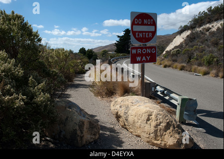 California, USA, Highway exit with traffic signs Stock Photo