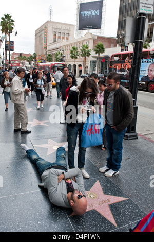 Los Angeles, USA, tourists take pictures on the Walk of Fame Stock Photo