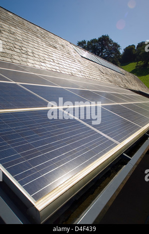 Close up of solar panels outdoors Stock Photo