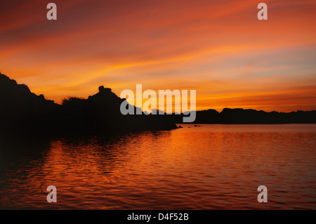 Sunset  at Aswan - philae temple Stock Photo