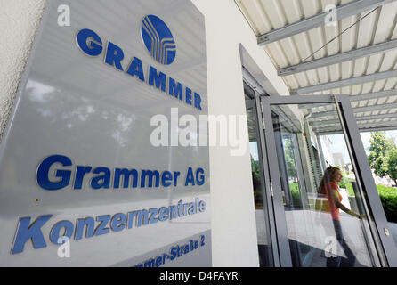 View on the entrance to the headquarters of car supplier Grammer in Amberg, Germany, 10 June 2008. Grammer, present in 17 countries with more than 9,000 employees, produces driver and passenger seats for vehicles, construction and farming machinery as well as components for car interiors. Photo: Armin Weigel Stock Photo