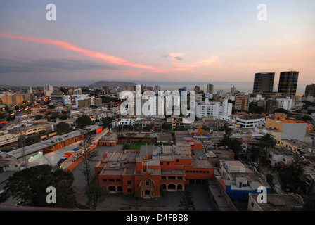 Miraflores residential district of Lima, Peru at sunset Stock Photo