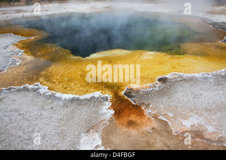 Steam rising from natural pool Stock Photo