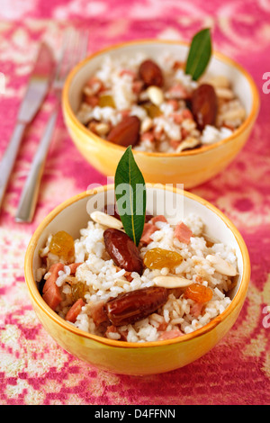 Paradise rice (with dates) Recipe available. Stock Photo