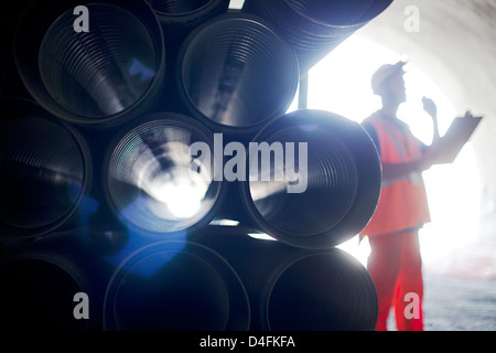 Close up of tubes in tunnel Stock Photo