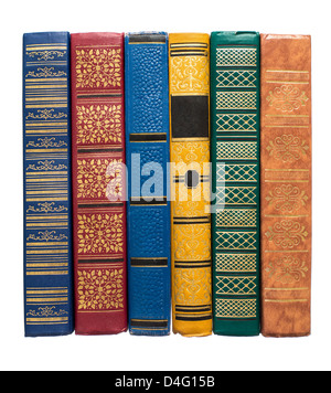 stack of old colorful books isolated on white Stock Photo