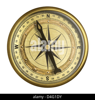 antique nautical compass isolated on white Stock Photo