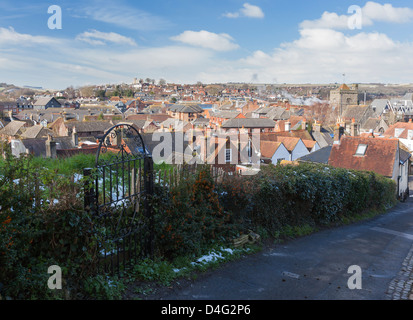 The view across Lewes from Chapel Hill in East Sussex, England Stock Photo