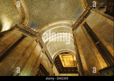 The lobby of the Woolworth building at 233 Broadway in Manhattan. The building opened in April 2013. Stock Photo