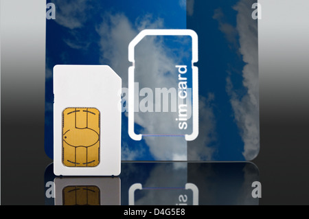 Photo of a a new Sim card from a mobile or cell phone close up Stock Photo