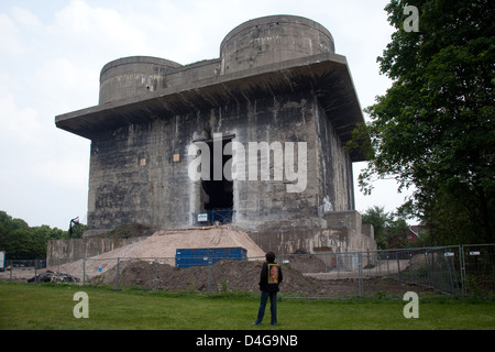 Hamburg, Germany, the former flak bunker being converted to energy Bunker Stock Photo