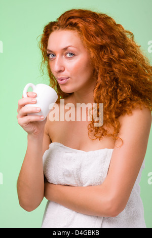 beautiful young woman with cup of coffee Stock Photo