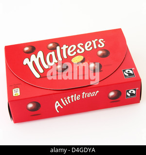 Box of Maltesers on a White Background Stock Photo