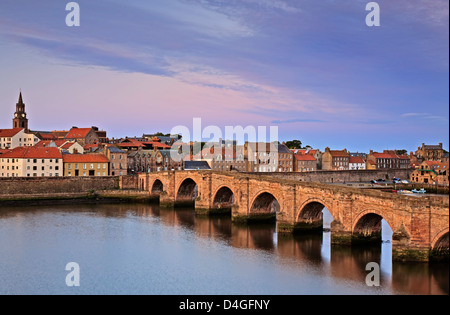 Town, Old Bridge and River Tweed, Berwick-upon-Tweed, England, United Kingdom Stock Photo