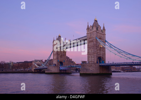 Tower Bridge at night London UK Stock Photo