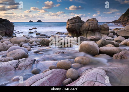 Rocky cove at Porth Nanven near Land's End, Cornwall, England. Winter (December) 2012. Stock Photo