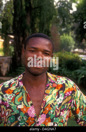 1, one, Zimbabwean, man, adult man, waiter, worker, working, Rhodes-Nyanga Hotel, Nyanga, Manicaland Province, Zimbabwe, Africa Stock Photo