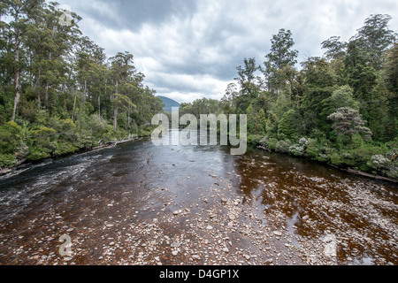 The spectacular Huon river and forest near the Tahune Forest, Tasmania. Stock Photo