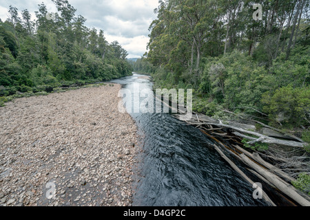 The spectacular Huon river and forest near the Tahune Forest Geeveston, Stock Photo