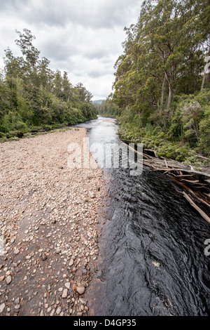 The spectacular Huon river and forest near the Tahune Forest Tasmania. Stock Photo