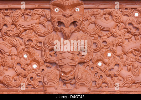 Carvings, Te Puia, Rotorua, North Island, New Zealand Stock Photo