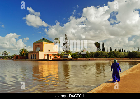 Saadian garden pavilion, La Menara (Menara Gardens), Marrakesh, Morocco, North Africa Stock Photo