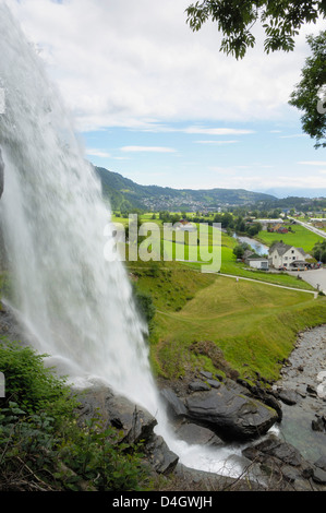 Steinsdalsfossen waterfall, near Norheimsund, Hordaland, Norway, Scandinavia Stock Photo