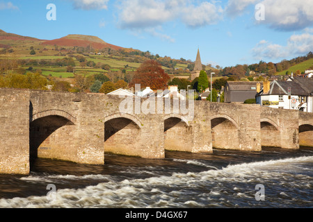 Bridge over River Usk, Crickhowell, Powys, Wales, UK Stock Photo