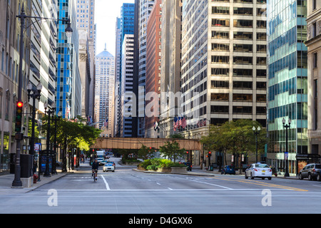 Downtown street scene, North Clark Street, The Loop, Chicago, Illinois, USA Stock Photo