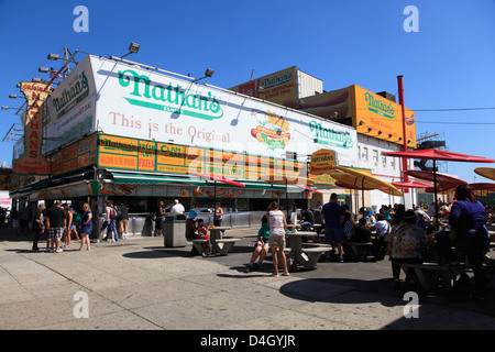 Nathans Famous Hot Dogs, Coney Island, Brooklyn, New York City, USA Stock Photo