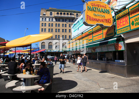 Nathans Famous Hot Dogs, Coney Island, Brooklyn, New York City, USA Stock Photo