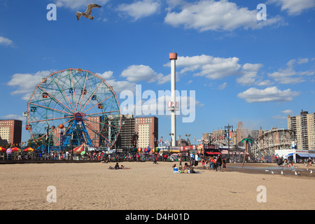 Coney Island Brooklyn New York City. Fast food stand customers being ...