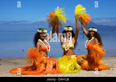 Some vahines from the Tahiti ora troupe, French Polynesia Islands Stock Photo
