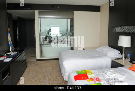 An interior view of one of the athlete's rooms at the Olympic Village in in Qingdao, China, 31 July 2008. The Beijing 2008 Olympics begin on 8th August 2008. Qingdao, which was a German protectorate and trade post at the beginning of the 20th century, hosts the Olympic sailing competitions. Photo: PEER GRIMM Stock Photo