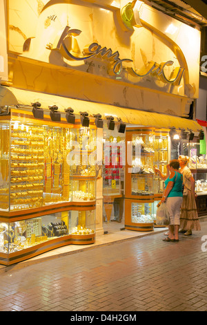 Gold shop in the Gold Souk, Dubai, United Arab Emirates, Middle East Stock Photo