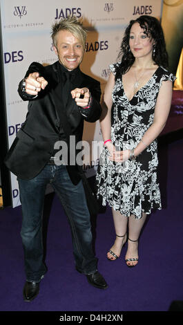 Former Brosis-singer Ross Anthony and Ina pose during the presentation of Ex-Spice Girl Victoria Beckham's jeans collection 'dVb' at a fashion store in Duesseldorf, Germany, 15 October 2008. Beckham introduced special guests and celebrities to the highlights of her collection. Photo: David Ebener Stock Photo