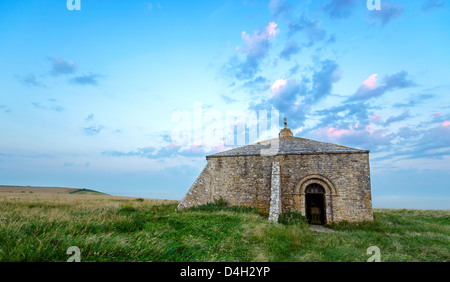 Old chapel on St Alhems Head near Worth Matravers in Dorset Stock Photo